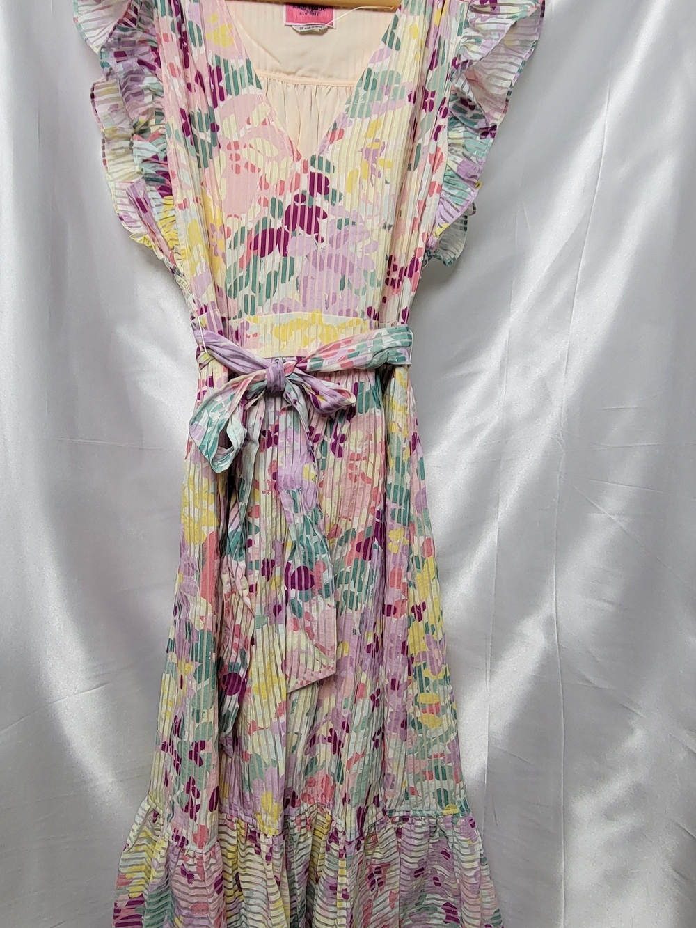 Kate Spade Pleated Floral Midi Dress Belted Flutter Sleeve Size 10 New W/O Tags - Picture 8 of 9